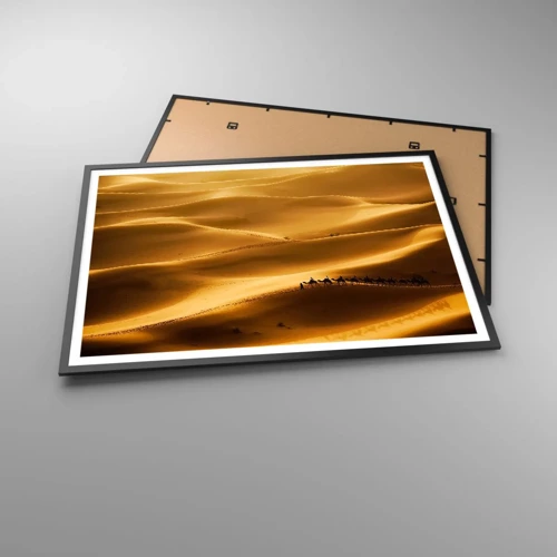 Poster in black frame - Caravan on the Waves of a Desert - 100x70 cm