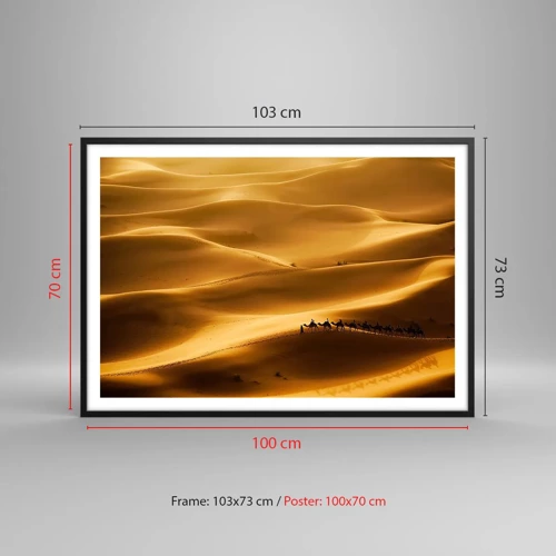 Poster in black frame - Caravan on the Waves of a Desert - 100x70 cm