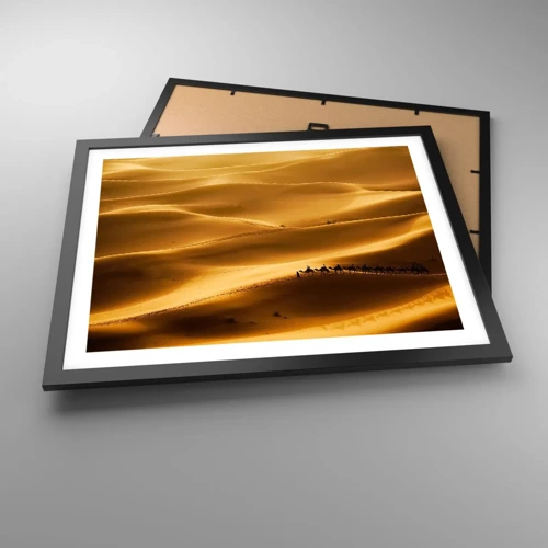 Poster in black frame - Caravan on the Waves of a Desert - 50x40 cm