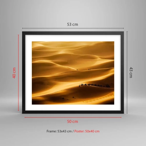 Poster in black frame - Caravan on the Waves of a Desert - 50x40 cm