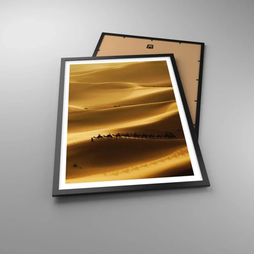 Poster in black frame - Caravan on the Waves of a Desert - 50x70 cm