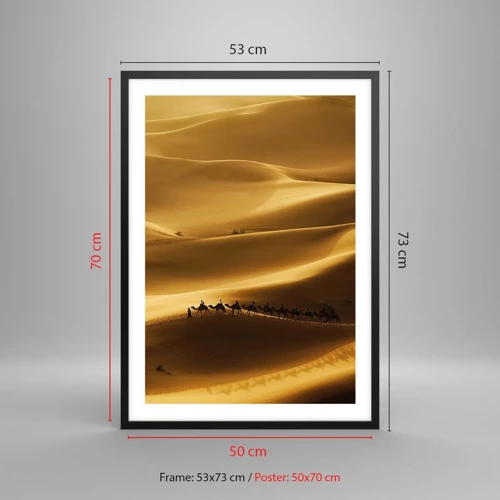 Poster in black frame - Caravan on the Waves of a Desert - 50x70 cm