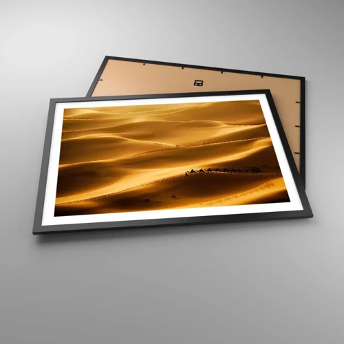 Poster in black frame - Caravan on the Waves of a Desert - 70x50 cm