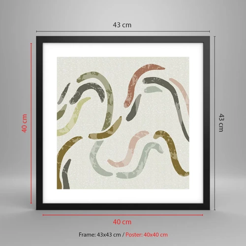 Poster in black frame - Cheerful Dance of Abstraction - 40x40 cm