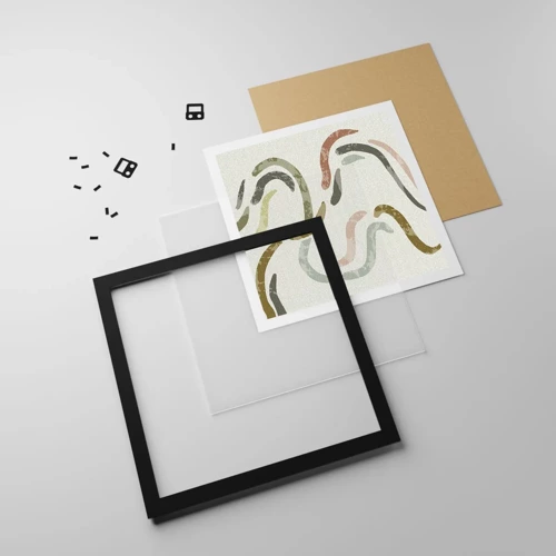 Poster in black frame - Cheerful Dance of Abstraction - 40x40 cm