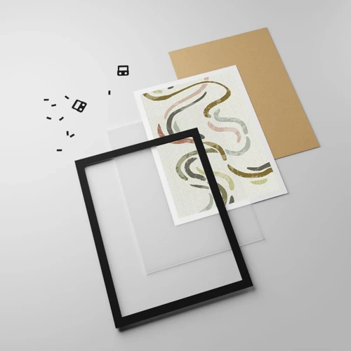 Poster in black frame - Cheerful Dance of Abstraction - 70x100 cm