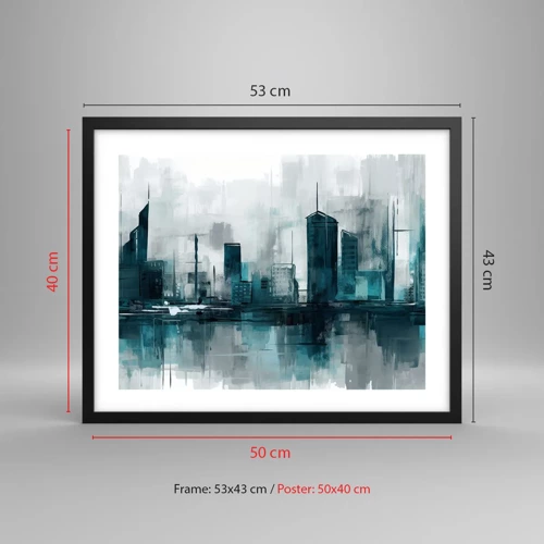 Poster in black frame - City in the Colour of Rain - 50x40 cm