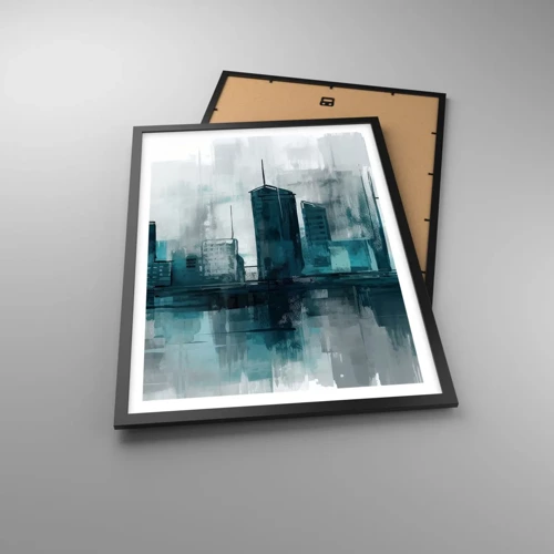 Poster in black frame - City in the Colour of Rain - 50x70 cm