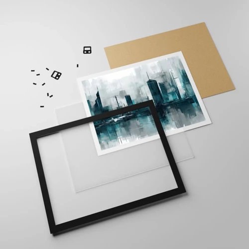 Poster in black frame - City in the Colour of Rain - 70x50 cm