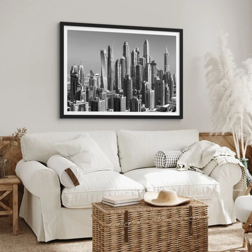 Poster in black frame - City over a Desert - 70x50 cm