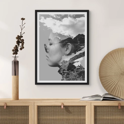 Poster in black frame - Cloudy Portrait - 30x40 cm