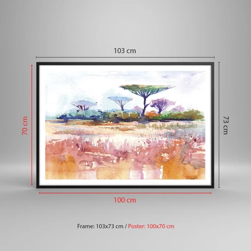 Poster in black frame - Colour of Savannah - 100x70 cm