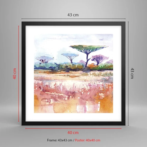 Poster in black frame - Colour of Savannah - 40x40 cm