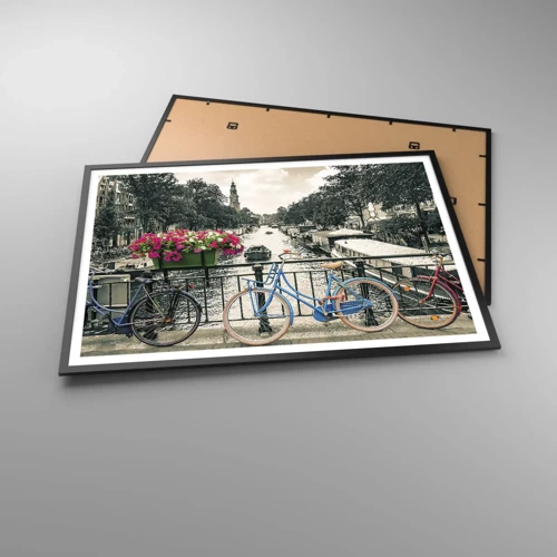 Poster in black frame - Colour of a Street in Amsterdam - 100x70 cm