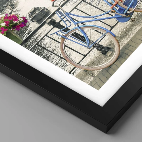 Poster in black frame - Colour of a Street in Amsterdam - 100x70 cm