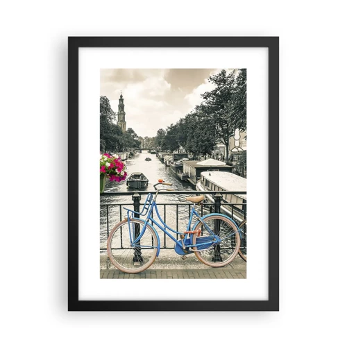 Poster in black frame - Colour of a Street in Amsterdam - 30x40 cm