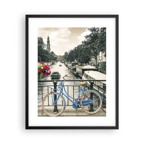 Poster in black frame - Colour of a Street in Amsterdam - 40x50 cm