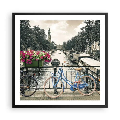 Poster in black frame - Colour of a Street in Amsterdam - 60x60 cm