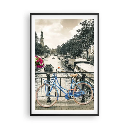 Poster in black frame - Colour of a Street in Amsterdam - 61x91 cm