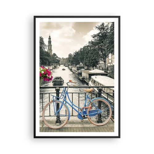 Poster in black frame - Colour of a Street in Amsterdam - 70x100 cm