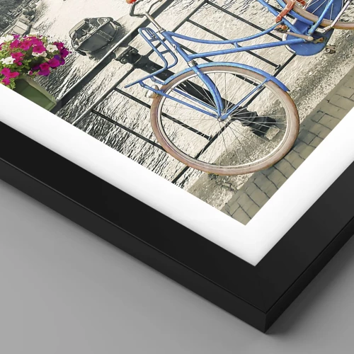 Poster in black frame - Colour of a Street in Amsterdam - 70x50 cm