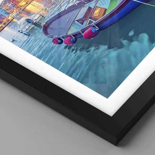 Poster in black frame - Colourful Evening in a Port - 50x50 cm