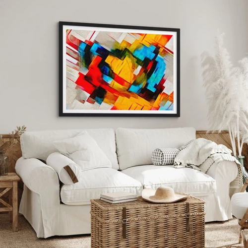 Poster in black frame - Colourful Quilt - 100x70 cm