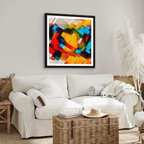 Poster in black frame - Colourful Quilt - 30x30 cm