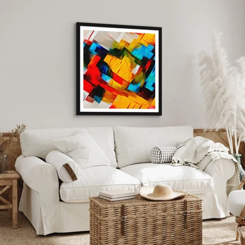 Poster in black frame - Colourful Quilt - 40x40 cm