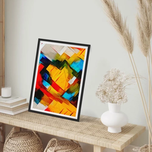Poster in black frame - Colourful Quilt - 50x70 cm