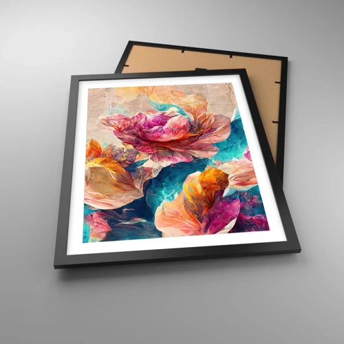 Poster in black frame - Colourful Splendour of a Bouquet - 40x50 cm