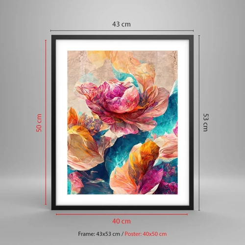 Poster in black frame - Colourful Splendour of a Bouquet - 40x50 cm