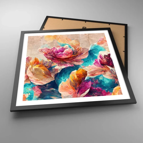 Poster in black frame - Colourful Splendour of a Bouquet - 50x50 cm