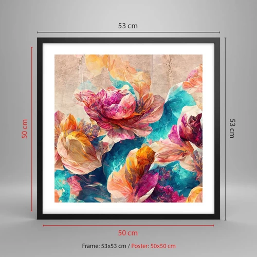 Poster in black frame - Colourful Splendour of a Bouquet - 50x50 cm