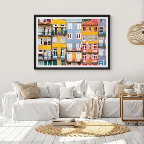 Poster in black frame - Colours of Old Town - 100x70 cm