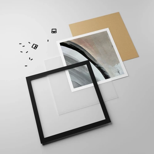 Poster in black frame - Composition: Arc of Black and Grey - 40x40 cm