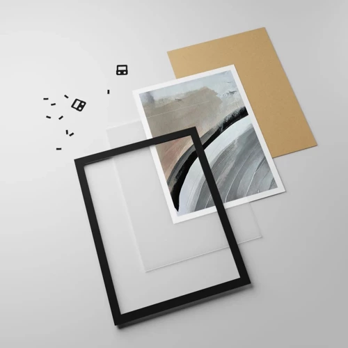 Poster in black frame - Composition: Arc of Black and Grey - 61x91 cm