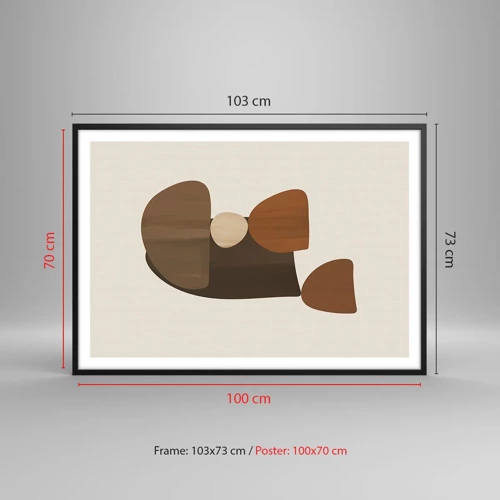 Poster in black frame - Composition in Brown - 100x70 cm