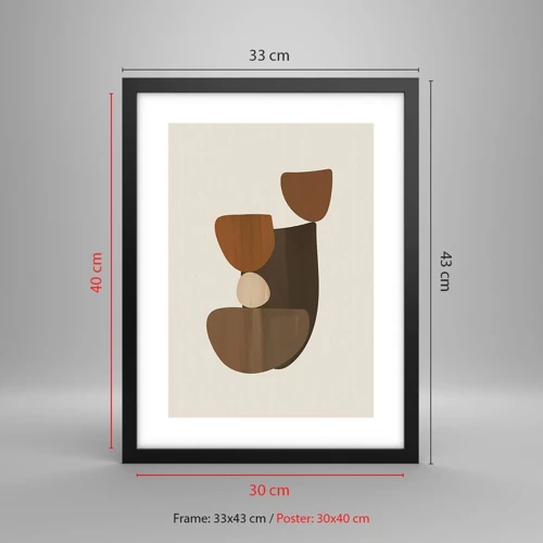 Poster in black frame - Composition in Brown - 30x40 cm