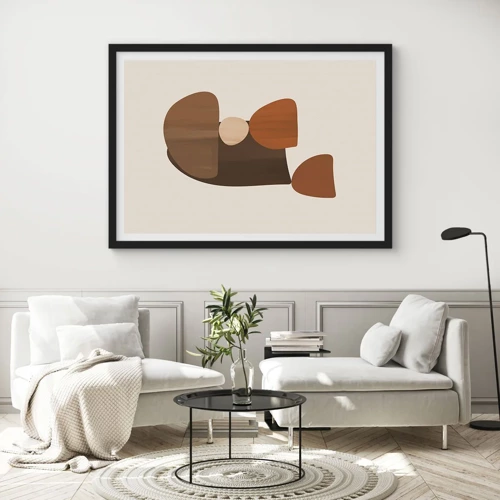 Poster in black frame - Composition in Brown - 40x30 cm