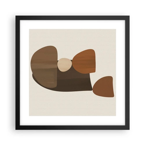 Poster in black frame - Composition in Brown - 40x40 cm