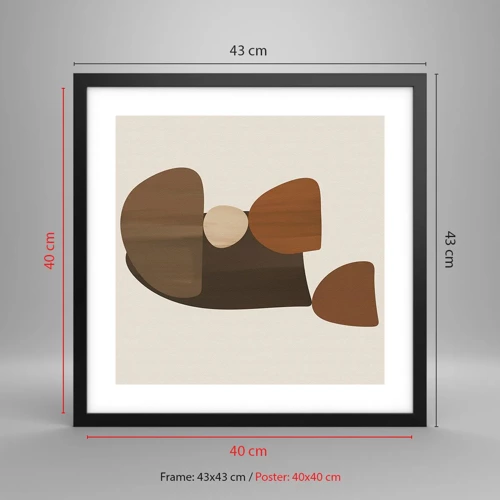 Poster in black frame - Composition in Brown - 40x40 cm