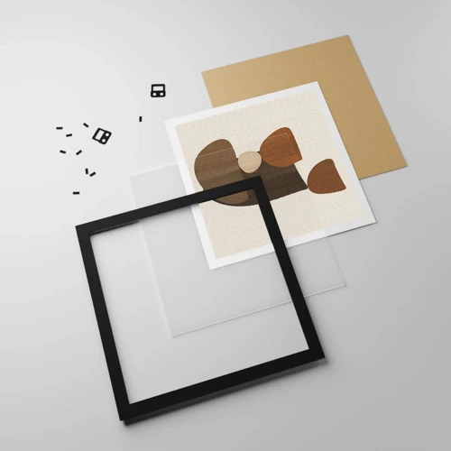 Poster in black frame - Composition in Brown - 40x40 cm