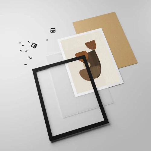 Poster in black frame - Composition in Brown - 50x70 cm