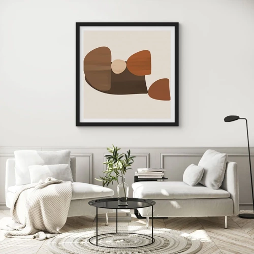 Poster in black frame - Composition in Brown - 60x60 cm