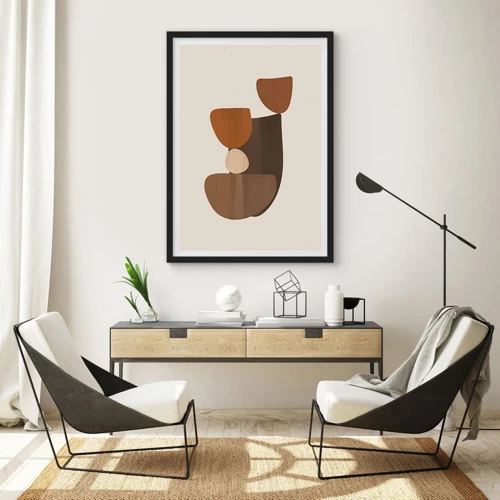 Poster in black frame - Composition in Brown - 70x100 cm