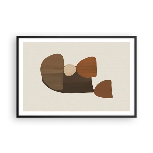 Poster in black frame - Composition in Brown - 91x61 cm