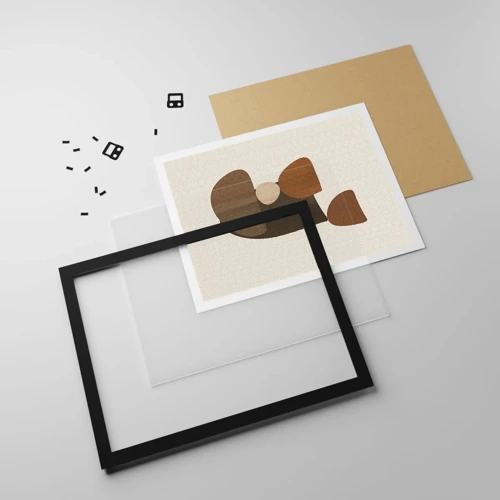 Poster in black frame - Composition in Brown - 91x61 cm