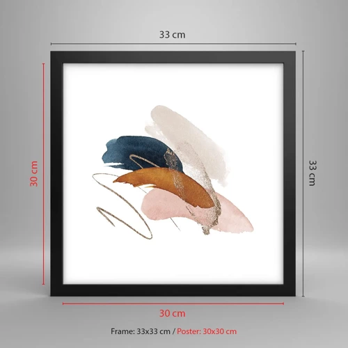 Poster in black frame - Composition with Wings - 30x30 cm