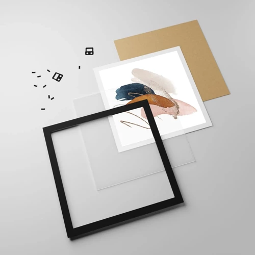 Poster in black frame - Composition with Wings - 30x30 cm